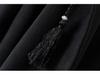 Women's Black Woolen Hooded Cloak Coat, Autumn 2022, Long Style, European American Design, with Hang Tag