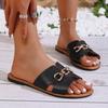 Large Size Flat-bottomed Cool Slippers Summer New Light and Casual One-character Outer Wear Sandals Women