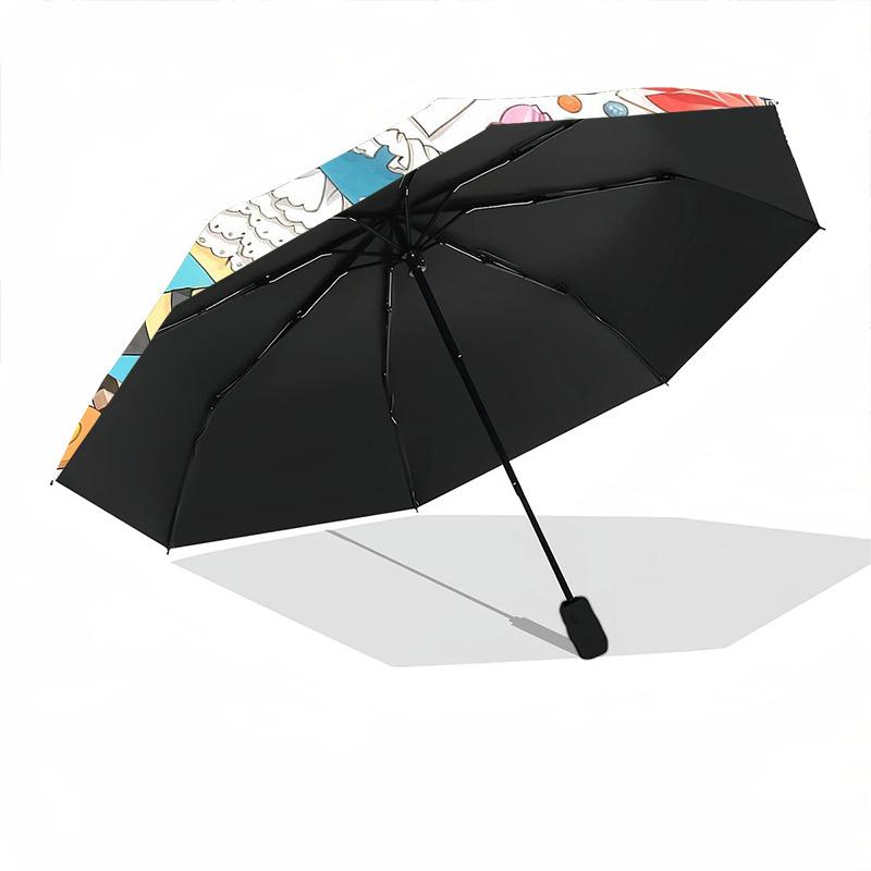 Sakura in Wonderland Durable Cartoon Folding Fashion Umbrella, Portable 3 Fold Compact Umbrella for Men and Women, Suitable for Travel or Daily Use