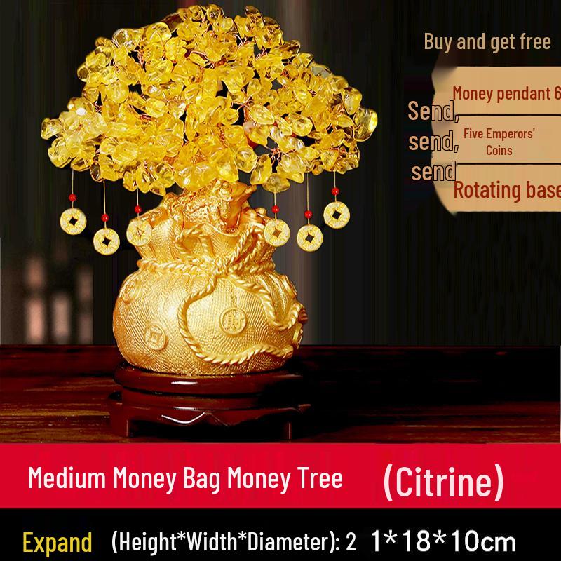 Citrine Money Tree Ornament - Home Decoration for Living Room, Housewarming, New Year, or New Home Opening Gift