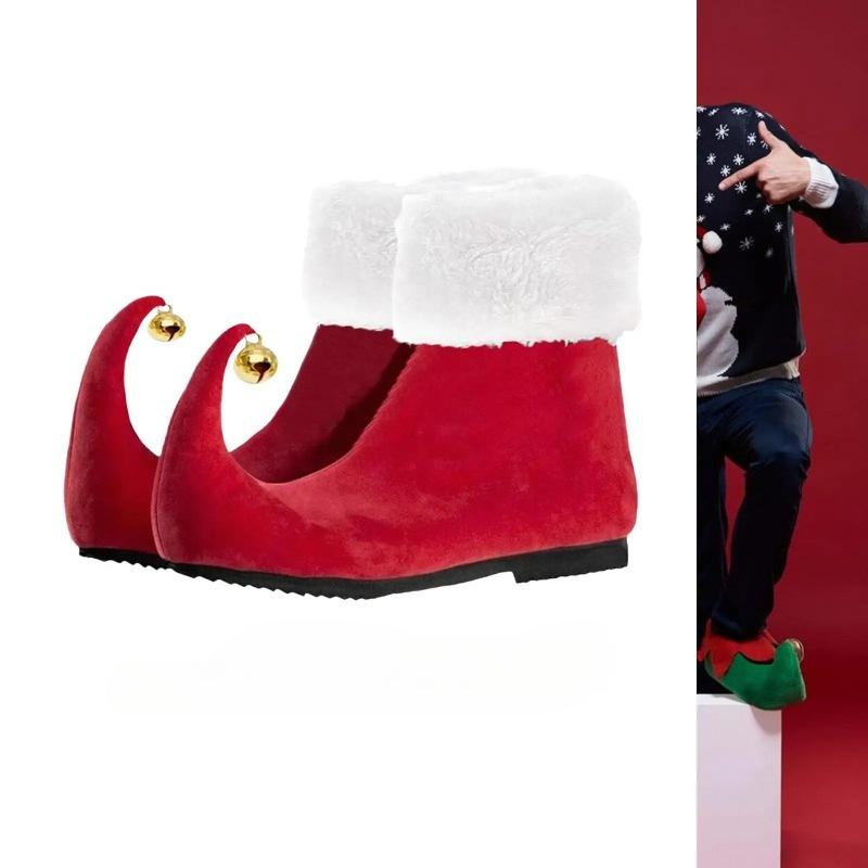 Christmas Adult Santa Claus Shoes Red Ankle Boots Role Play Accessories Party Stage Performance Props Unisex