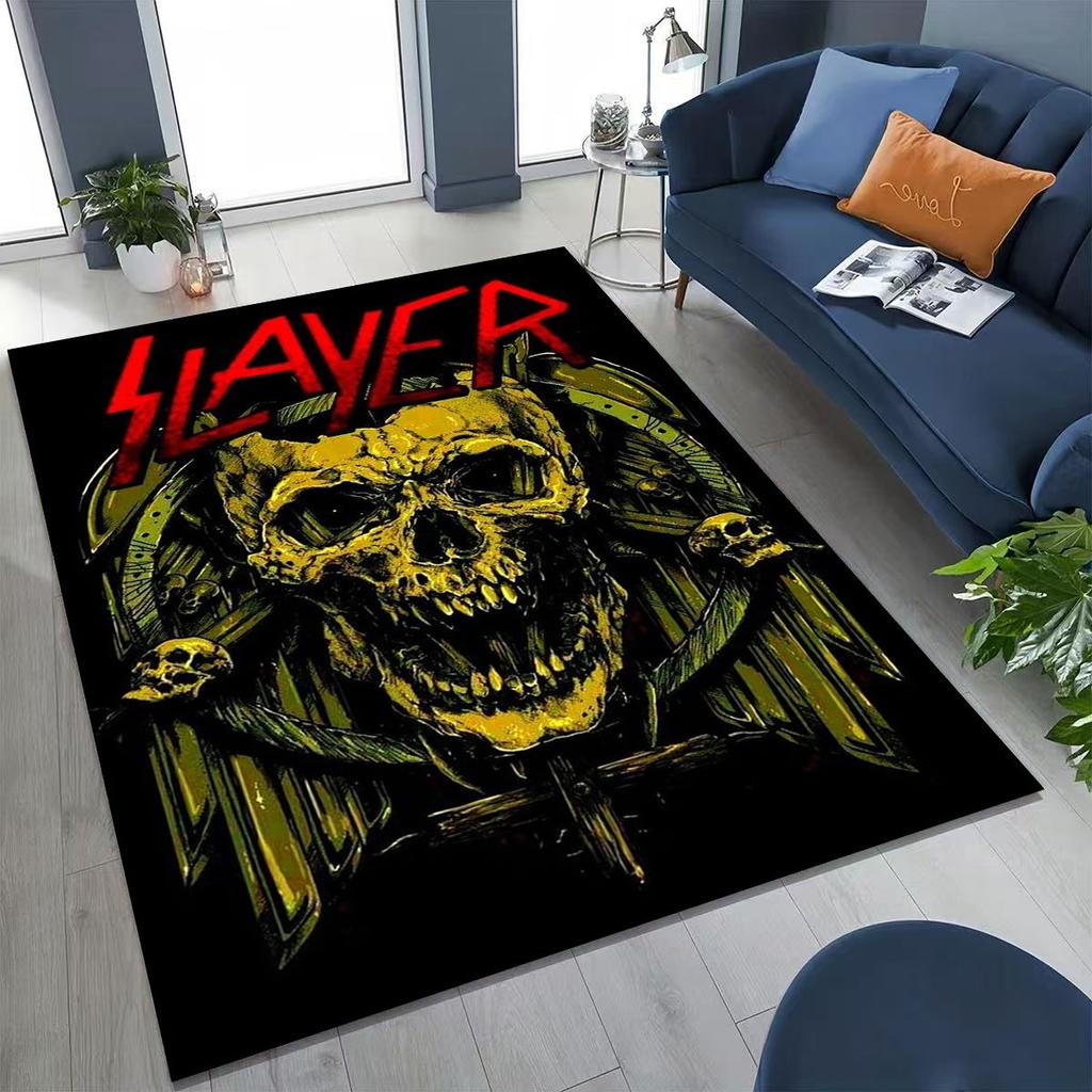 Slayer Heavy Metal Rock Band Skull Art Carpet Rug for Bedroom Living Room Sofa Home Doormat Decor,Large Non-slip Floor Mat