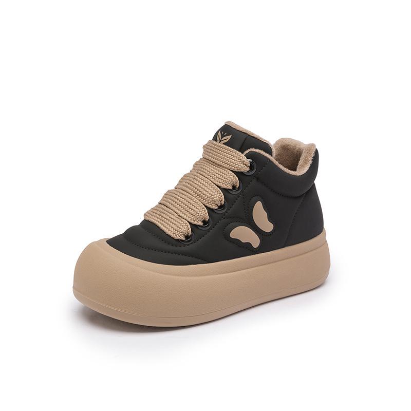 

Женские зимние кроссовки 2025 года с высоким верхом и плюшевой подкладкой LF8706: Модная, Универсальная, Повседневная обувь на толстой подошве Size 36 чёрный/абрикосовый