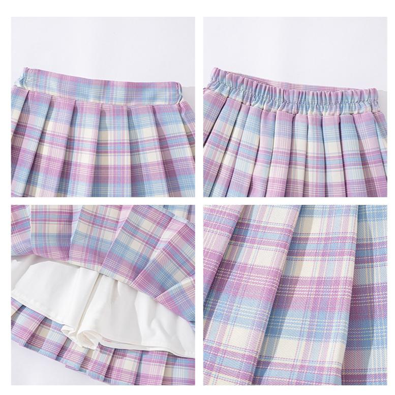 Spódnica JK dla dziewcząt Mundurek Spódnica w kratę Dziecięca sukienka wiosenna Spódnica w stylu college Spódnica plisowana Spódnica jesienna Letnia krótka spódnica