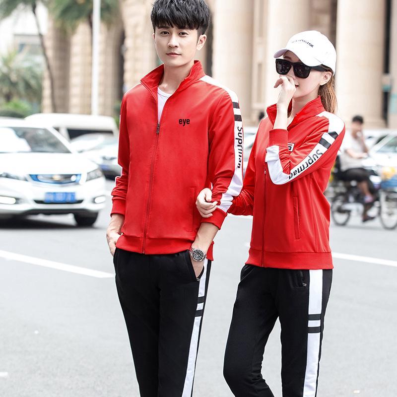 

Унисекс Спортивный костюм большого размера: Мужская повседневная спортивная одежда и женский комплект для бега с длинным рукавом - школьная форма из двух частей Men s 3XL красный