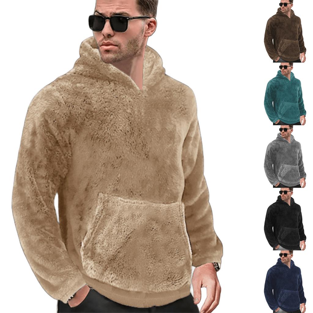 Men's Outdoor Casual Sports Dopamine Colorful Double-sided Fleece Long-sleeved Hooded Sweater