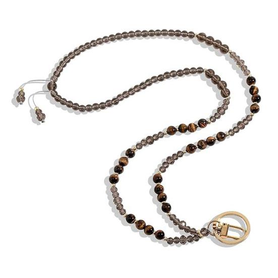 

Натуральный камень искусственный кристалл держатель для карт регулируемый ID шнурок женский ручной работы бисер светло-коричневого