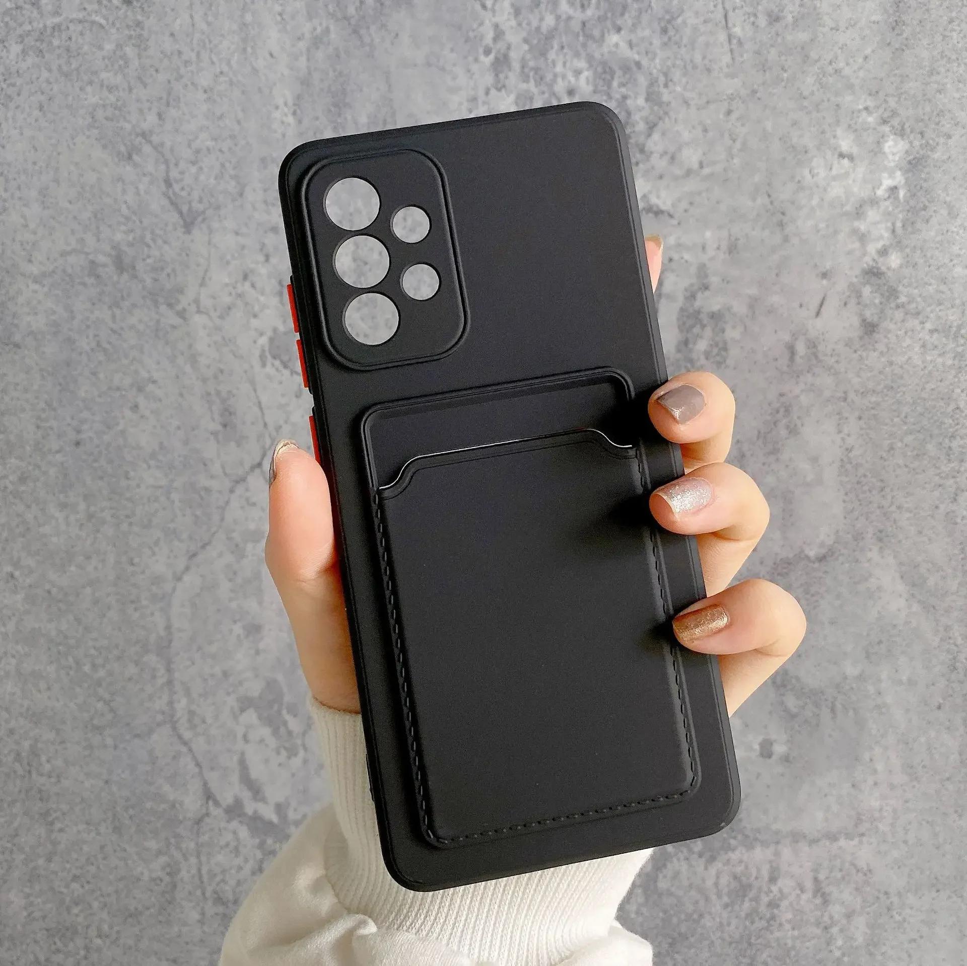 

Силиконовый чехол с держателем для карт для телефона Samsung Galaxy A05S A05 A15 A25 A35 A55 A24 A34 A54 A14 A13 4G 5G противоударный чехол For Galaxy A25 5G чёрный