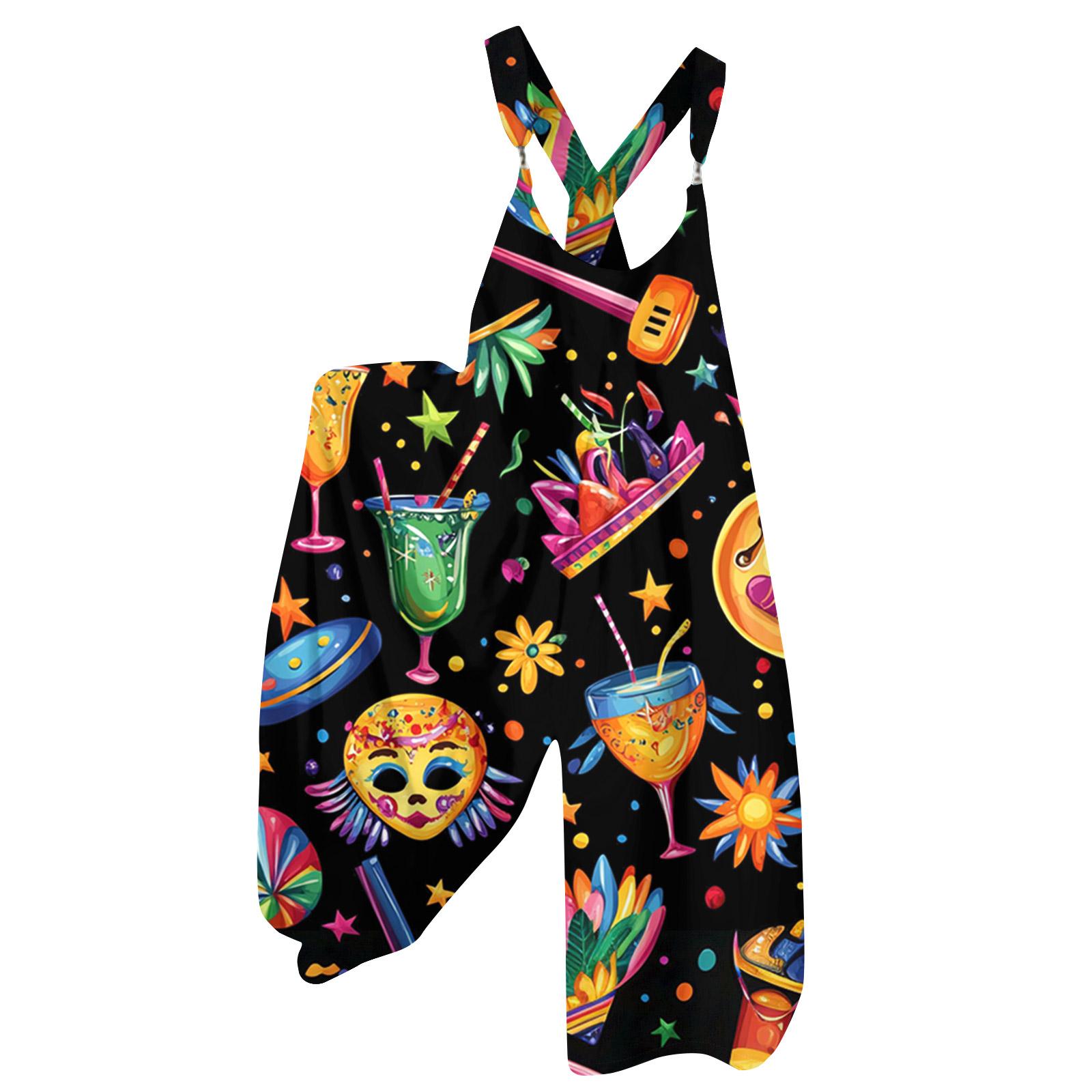 

Женский комбинезон с принтом в винтажном стиле (Нерегулируемые ремни) XXXL