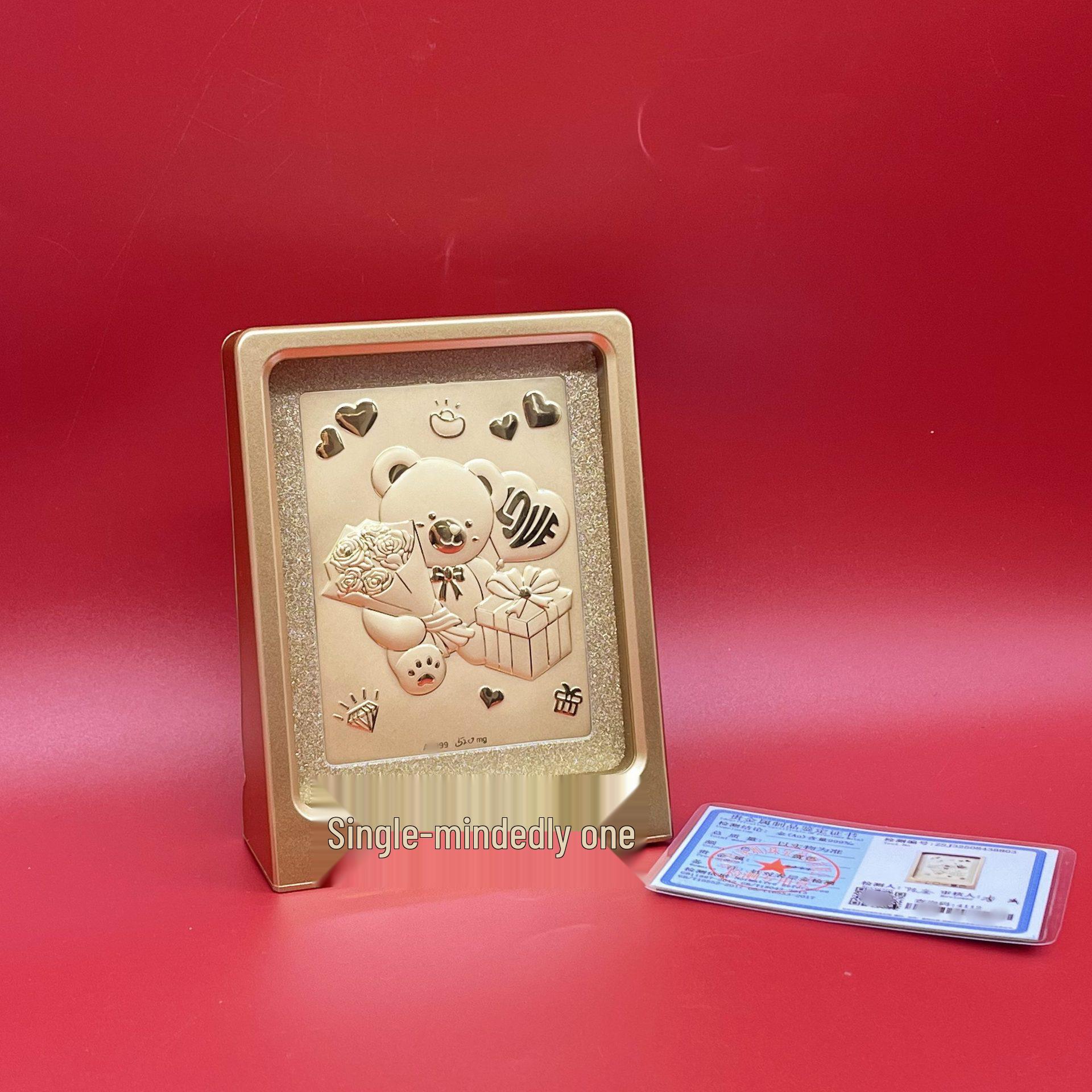 Shuibei 999 Pure Gold Photo Frame - Qixi Valentine s Day Souvenir Gift