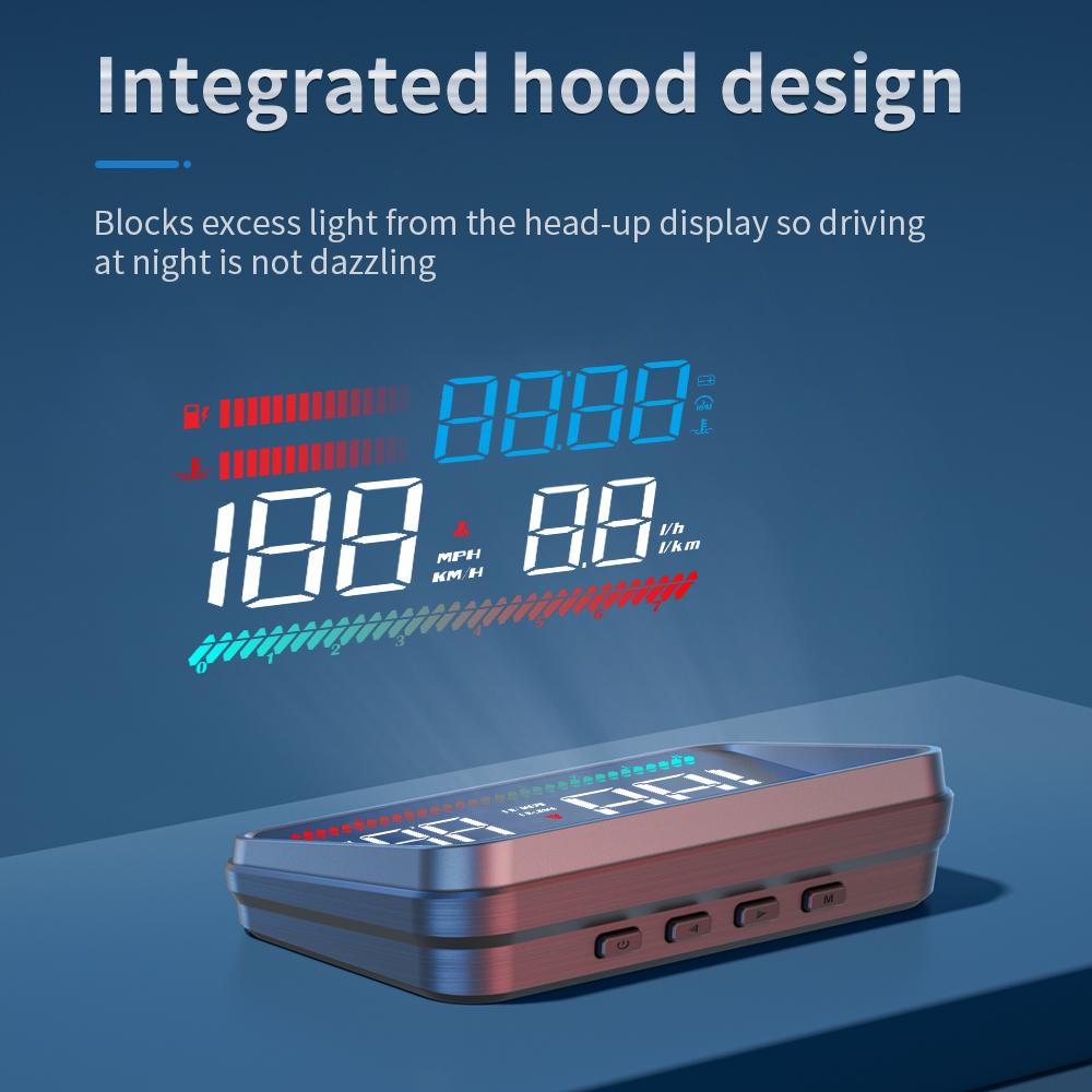 M26 OBD2 Car HUD Head Up Display Digital Speedometer Voltmeter RPM Fuel Consumption Water Temp Gauge With Alarm Car Electronics