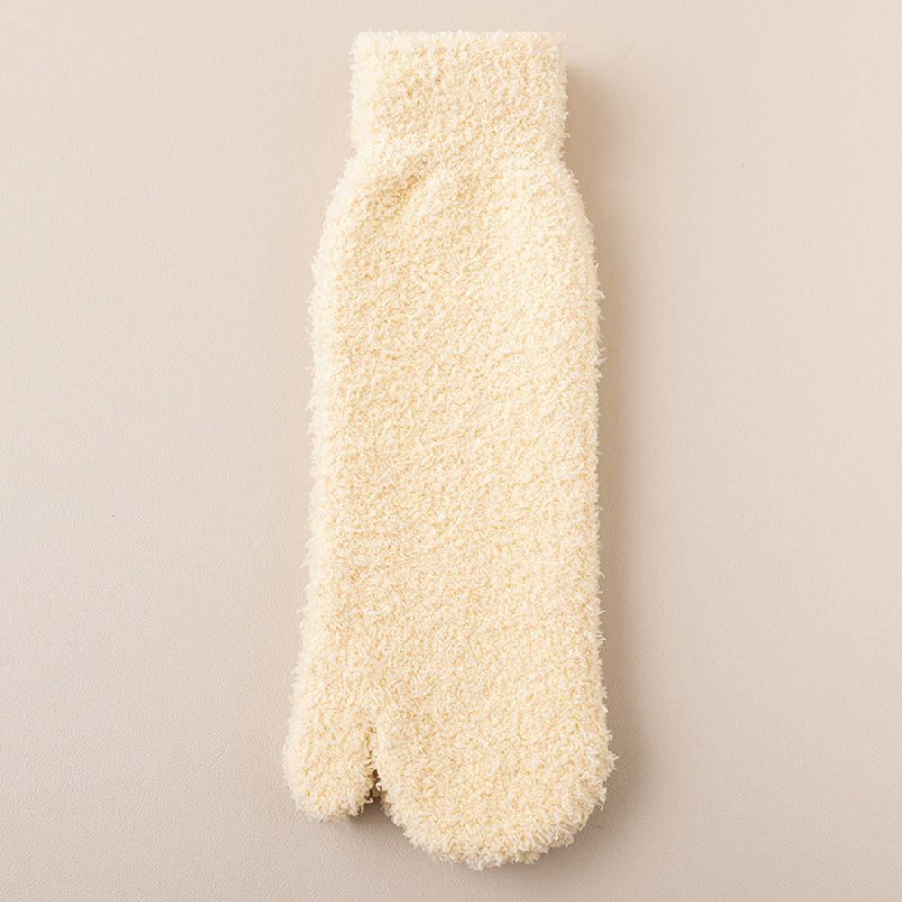 Verdickte Warme Zwei-Zehen-Fleece-Socken Mittelhohe Socken für den Boden Winter Separate Zehen Plüschsocken Herbst