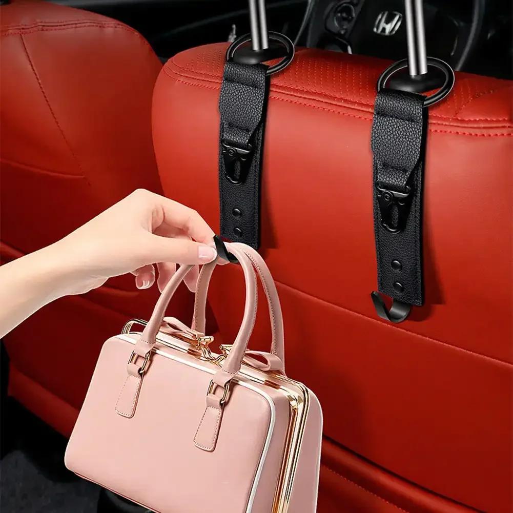1Pcs Car Storage Clips Back Seat PU Leather Strong Load-Bearing Hooks Holder Auto Fastener Hangers Car Interior Accessories