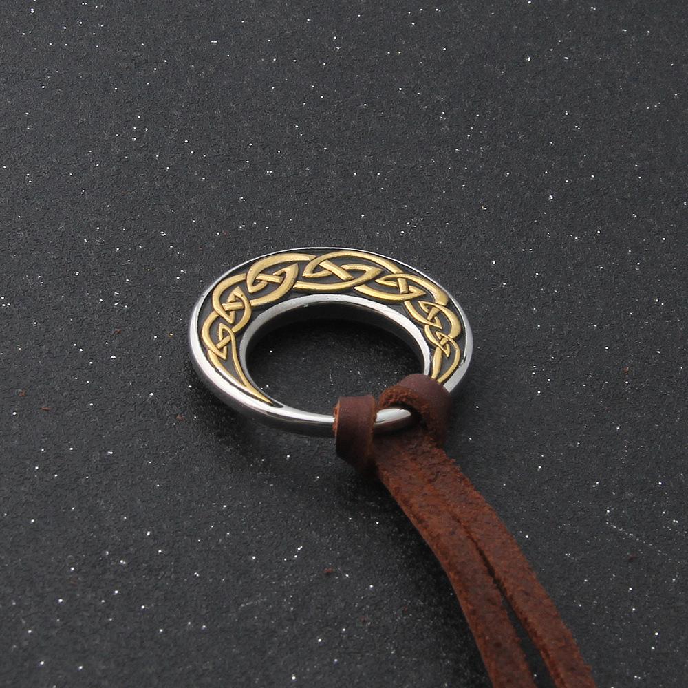 Stainless Steel Celtic Knot Round Pendant Necklace for Men & Women - Viking Adjustable Rope Chain Jewelry with Norse Triquetra Amulet, Pagan