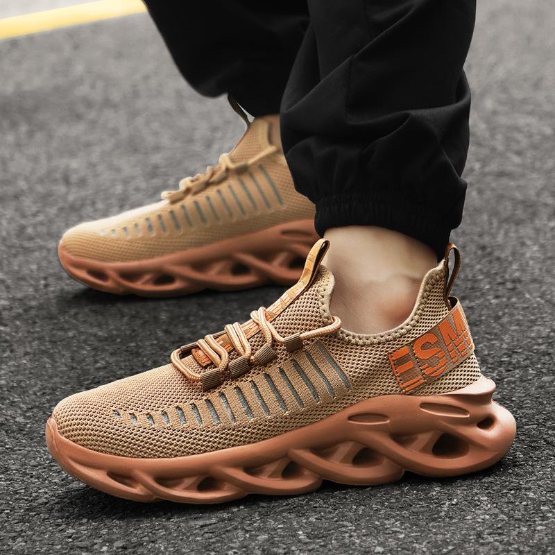 Sports Shoes Men's Breathable Fly Woven Men's Shoes Fried Dough Twists Soles Hollow Thick Soles Large Casual Shoes