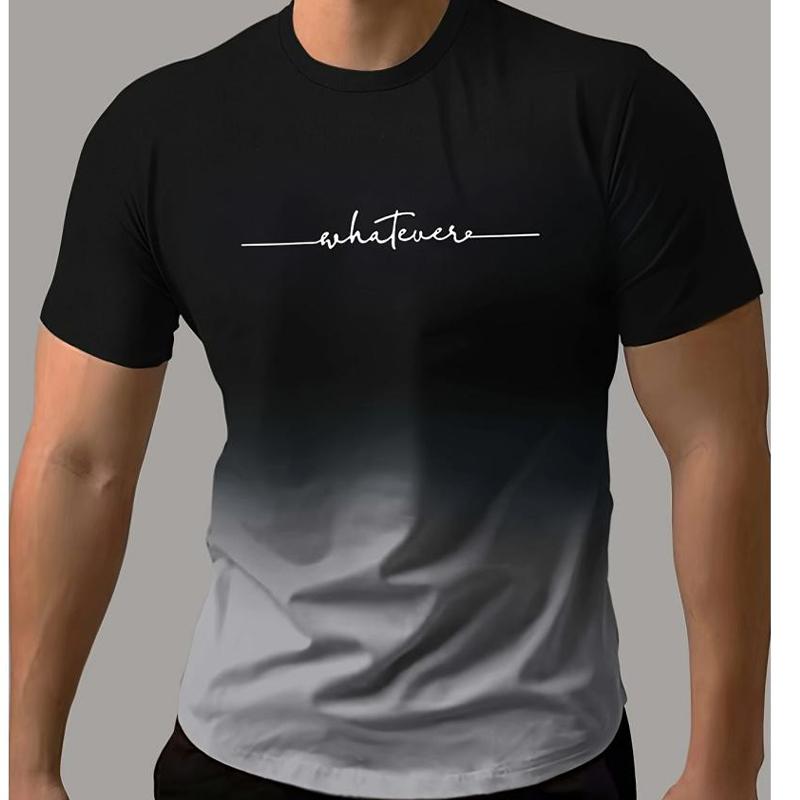 New Summer Men's Fashion T-shirt Personality Gradient Handsome Printed Men's T-shirt Top