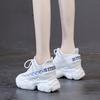 Fashion High Quality 8CM Knitting Air Mesh Women Spring Summer Shoes Chunky Sneakers Platform Wedge Breathable Fashion Sneakers Slip On