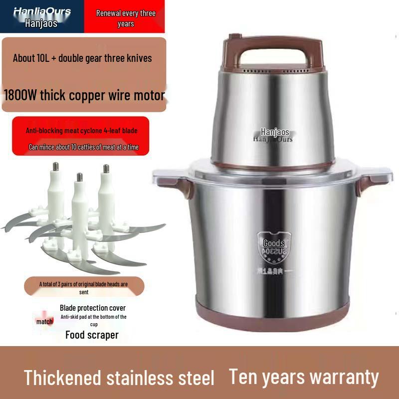High-Power Multi-Functional Meat Grinder & Food Processor for Dough, Chili, Garlic, and Ginger