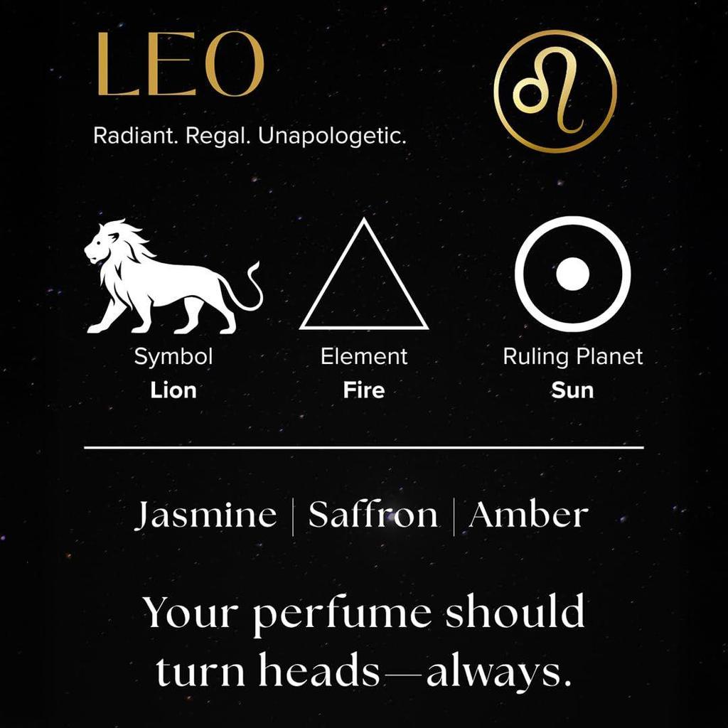 Leo Zodiac Attar Perfume Long Lasting Unisex Fragrance Oil |  Fire Sign Astrology Inspired Luxury Attar |  12ML