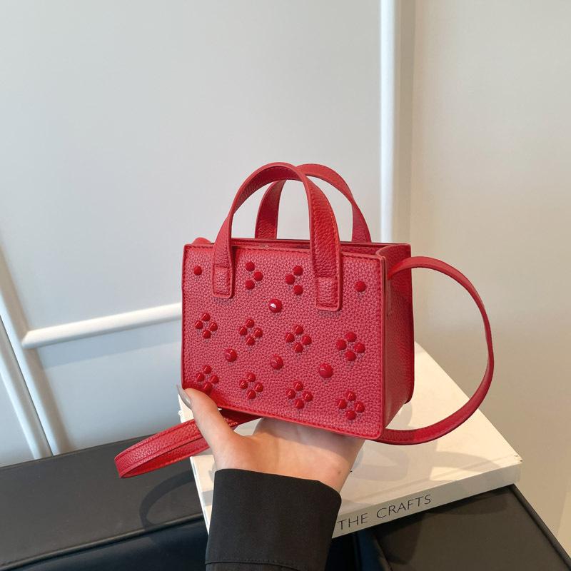 

High-end small bag women s summer new fashionable versatile handbag textured small square bag messenger bag красный