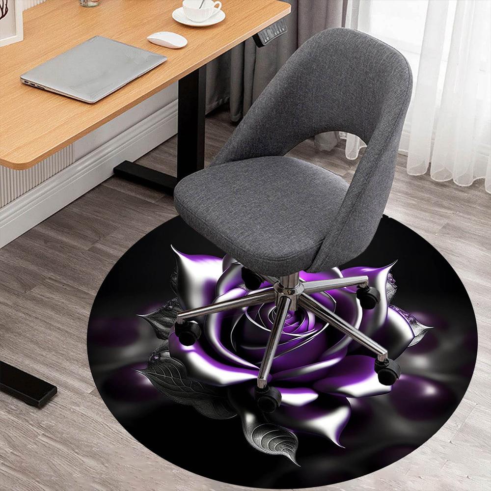 1pc Rose Purple Round Chair mat Area Rug - Non-Slip, Floor Mat for Office, Bedroom, and Indoor Decor -1002179