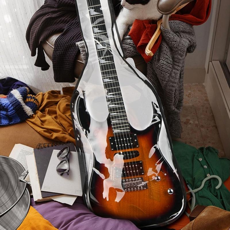Clear Guitar Storage Case with Double Zipper Acoustic Guitars Bag Protector for 39inch Electric Guitar Accessory