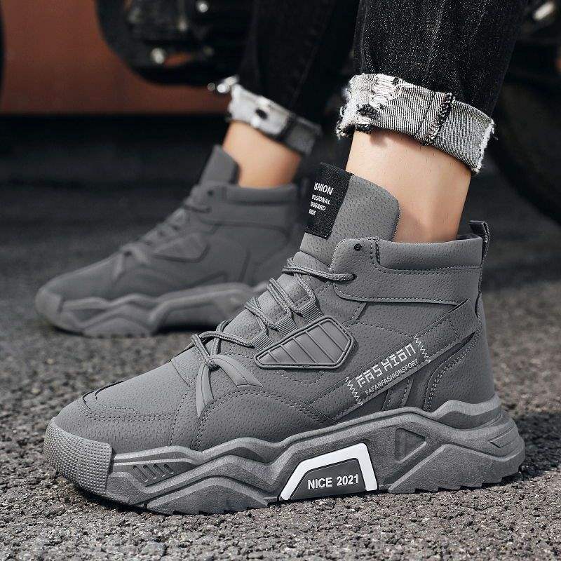 Autumn New Martin Boots Men's Casual High-top Men's Shoes Korean Version Trendy Versatile Winter Velvet Snow Tooling Boots