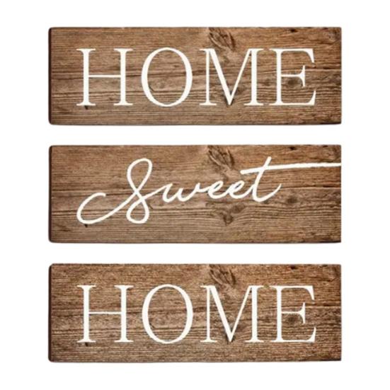 3 Pcs/Set Wooden Home Rustic Farmhouse Decorative Sweet Home Sign Sign Vintage Hanging