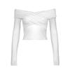 Women Off Shoulder Shirts Short Shirts Fashion Front Cross Long Sleeve Slim Fit Ladies Clothing Clubwear Female Streetwear