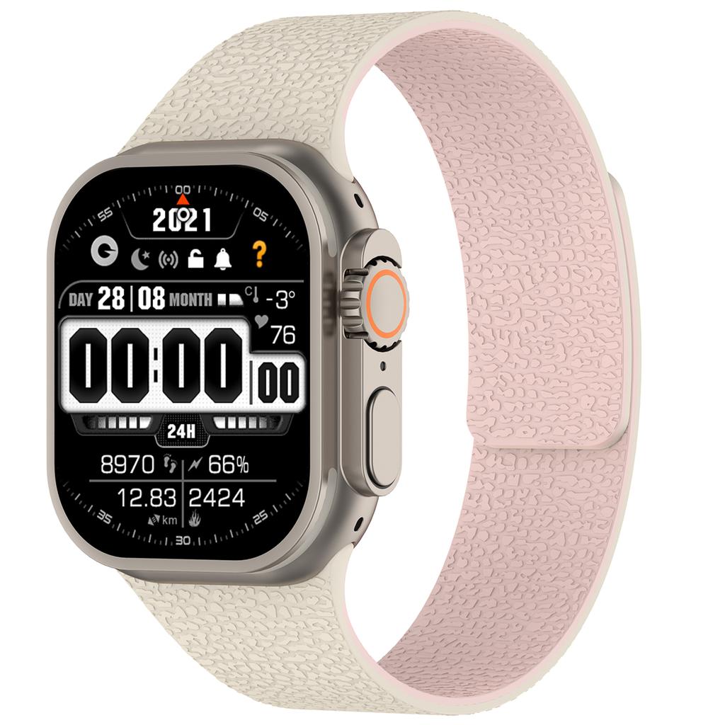 Magnetic Sport Strap For Apple Watch Ultra 3/2 49mm 38 40 41 44 45 46mm Litchi Pattern Silicone Band For Iwatch S11 10 9 8 7 SE3