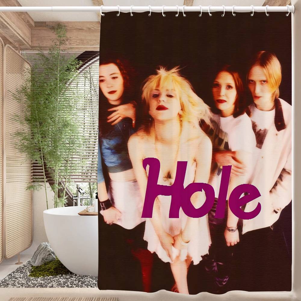 

Alternative Rock Band Hole Pattern Bathing Curtain Bathroom Shower Curtain Waterproof With 12 Hooks Home Deco W60H190(CM)-1 Pcs