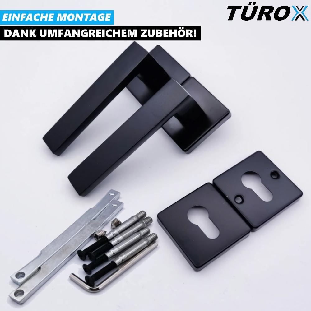 TÜROX Türgriff Set Türklinke Türdrücker Türbeschlag Rosettengarnitur schwarz