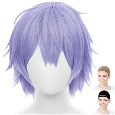 CaseEden Cosplay Wig, Premium Short, 30cm, Heat Resistant, Light Purple, WIG6188