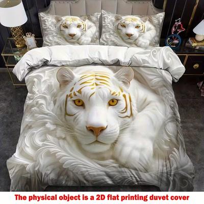 White Tiger Duvet Cover Set King Queen Style Bedding Set Bedroom Birthday Gift Teens Children Bedroom Decor