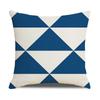 Nordic Simple Pillow Ins Blue Geometric Linen Cotton and Linen Sofa Car Polyester and Linen Pillow Cushion Cover