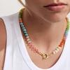 Stone Beads Necklace Colorful Beaded Choker Boho Summer Holiday Necklace for Women Daily Wear Party Beach Vacation Jewelry