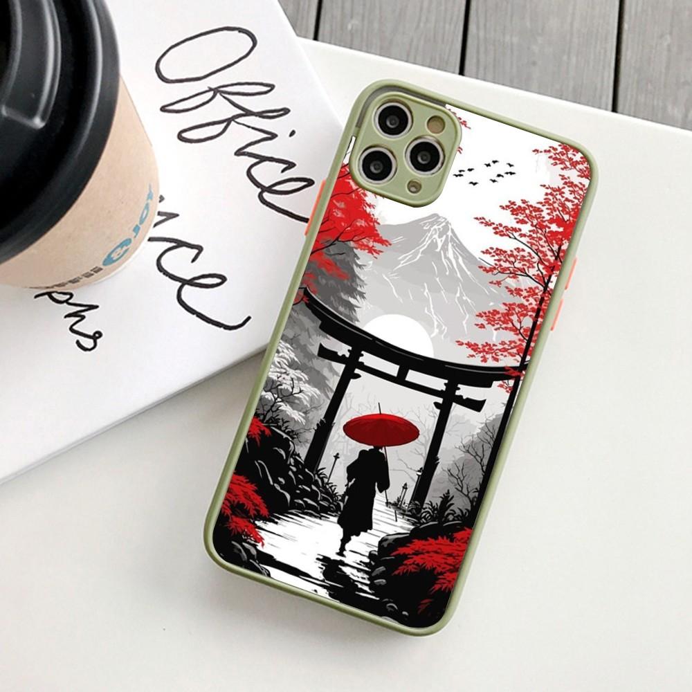 Japanese Landscape Phone Case For IPhone 14 11 12 13 Mini Pro Max 8 7 Plus X XR XS MAX Translucent Matte Cover