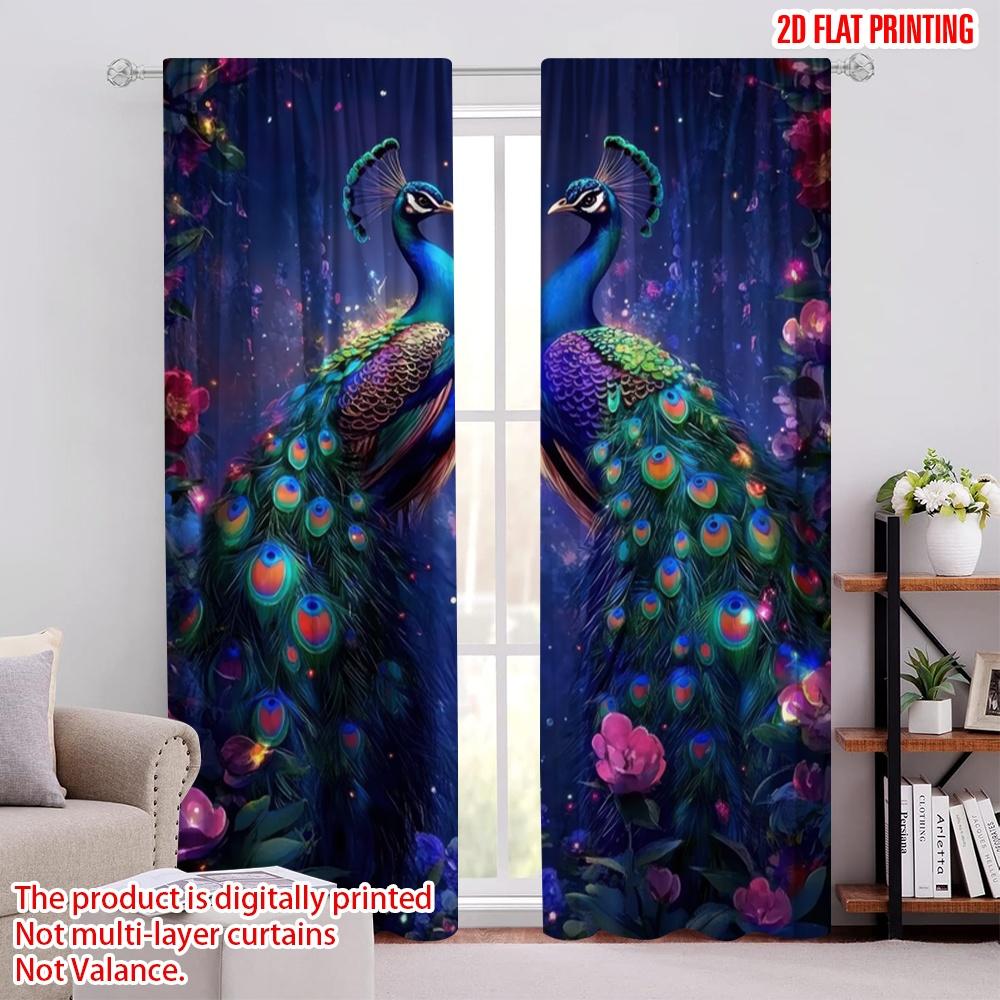 

2pcs,2D plane printing Pattern Curtains Peacock Dreamscape Versatile Durable Polyester (without rod) Home Decor Use for Living 52.50 × 116.00 cm 2 pcs