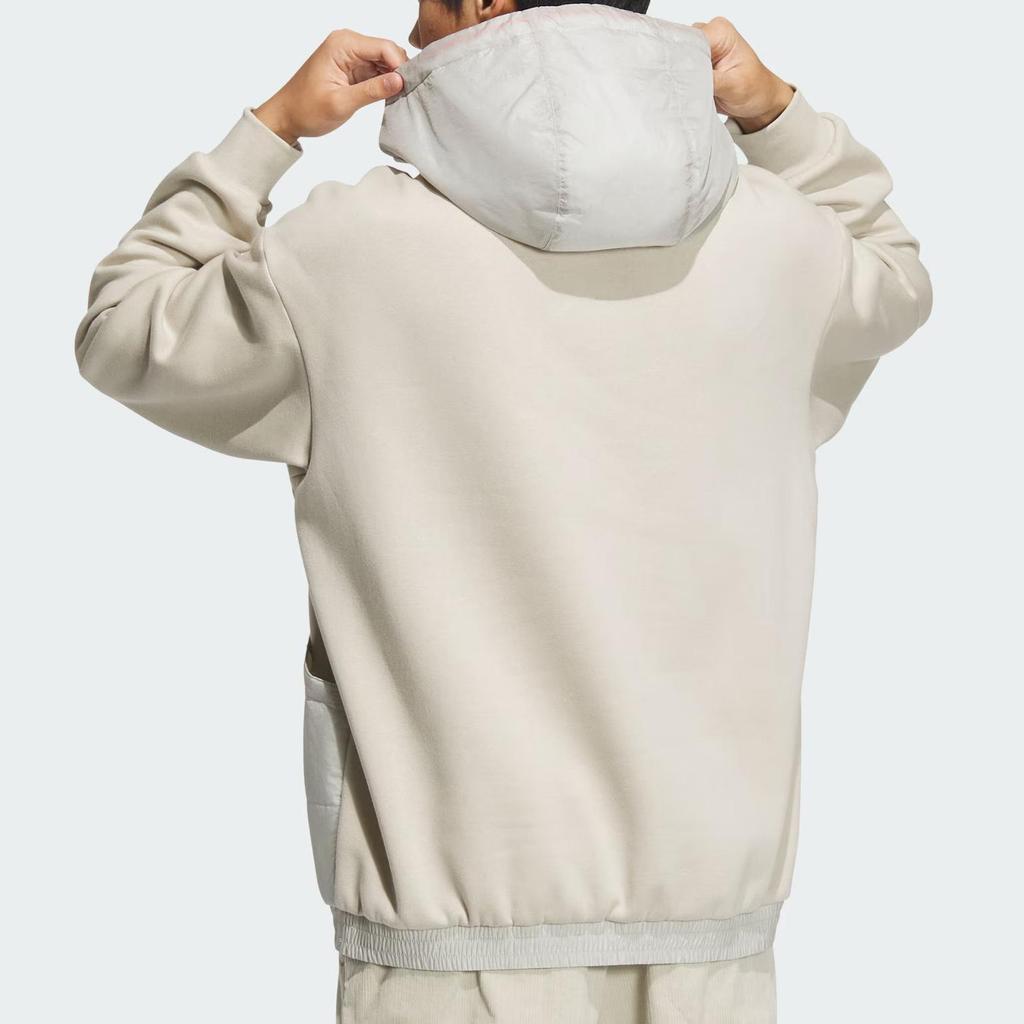 adidas Unisex Light Sesame Color Block Padded Hooded Sweatshirt JI8689