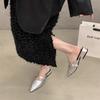 Fashion Hot Selling 2025 Summer New Elegant Solid Color Sexy Pointy Crystal Buckle Decorative Party Low Heel Slippers Zapatillas Mujer