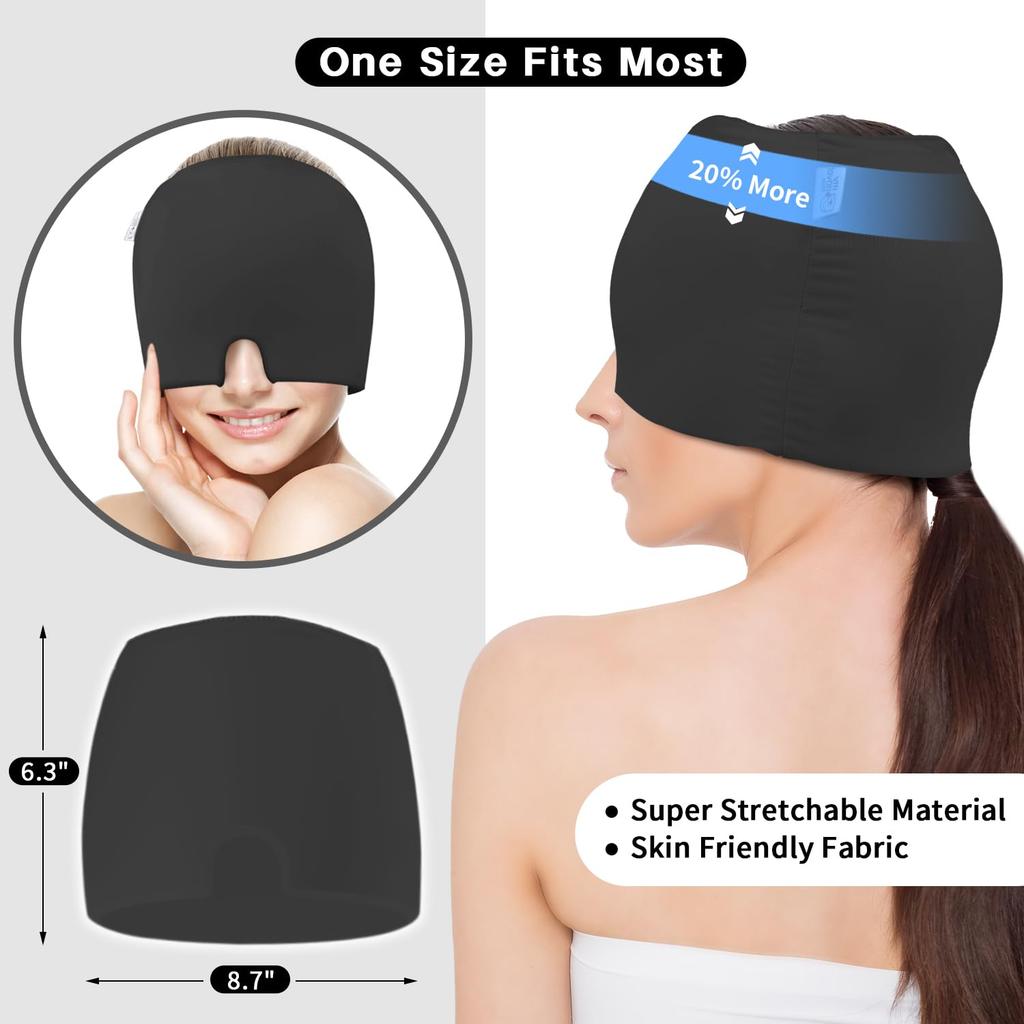 Migraine Cooling Mask, Migraine Relief Cap, Headache Cooling Mask, 360° Gel Surround Cooling Pads To Relieve Migraine Headaches, Pressure