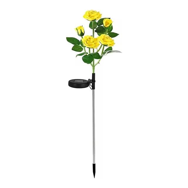 5 Head LED Solar Simulation Rose Flower Solar LED Light Garden Yard Lawn Night Lamp Landscape Garden Home Christmas Decoration Flowers