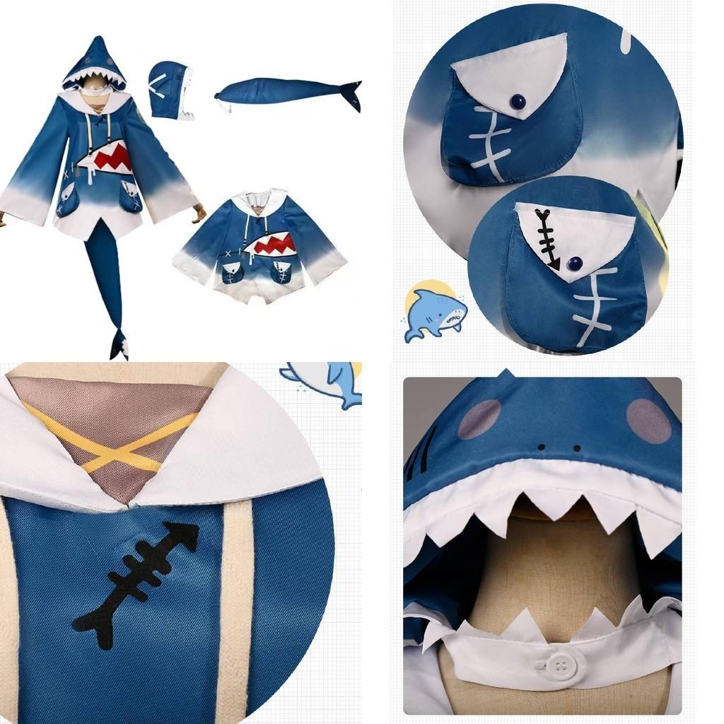 Get Hololive Gawr Gura Cosplay Costume Shark Jacket Outfit With Fish Tail Role Play