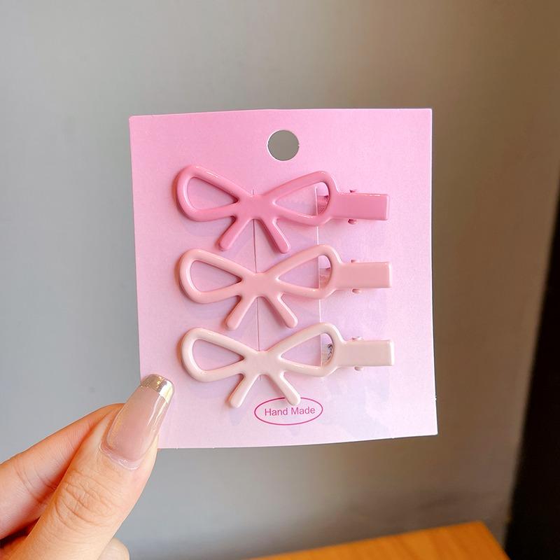 

3 шт./набор Новые детские милые розовые заколки для волос с украшением в виде бантика для маленьких девочек, классические заколки-автоматы в виде кроликов, детские аксессуары для волос