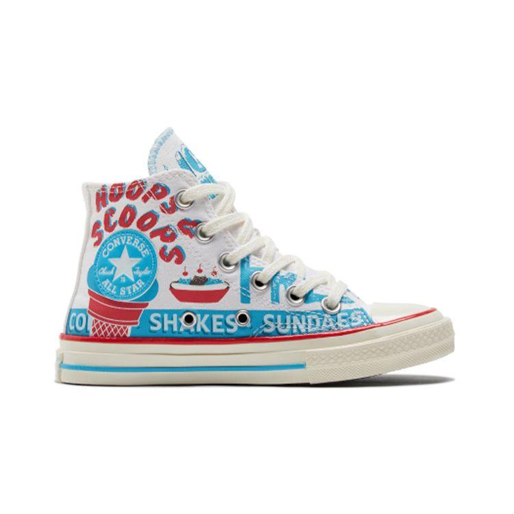 Converse Chuck Taylor All Star 1970s Comfortable Versatile Ice Cream Print High Top Kids Canvas Shoes Kids Sneakers White Blue Red A00395C