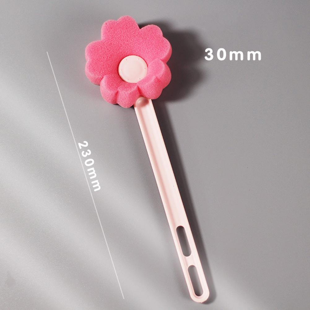 Sponge  Brush Household Flower Shaped Long Handle Sponge Cup Brush  Bottle Cleaning Brush