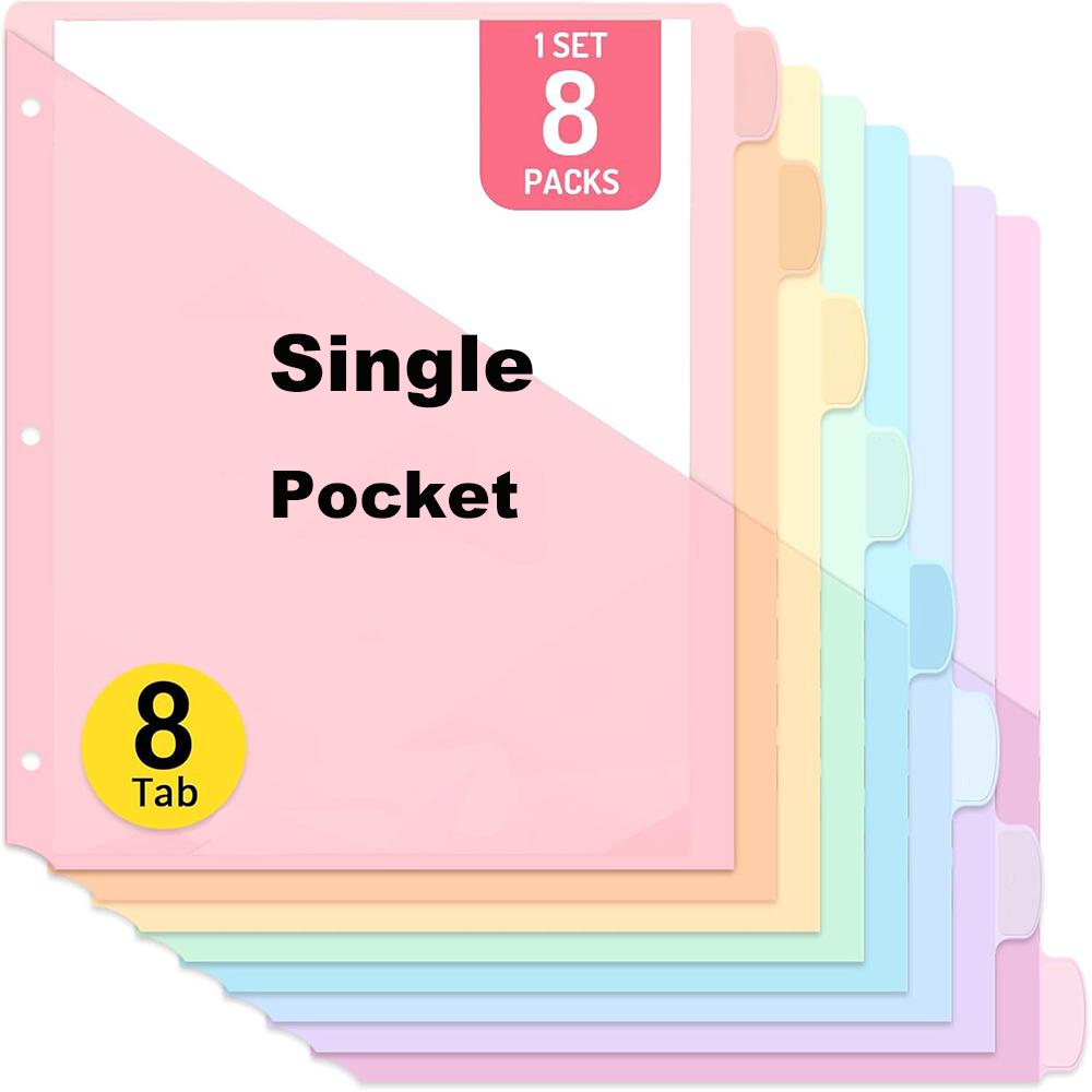 

8 шт. разделителей для 3-кольцевой папки-регистратора Разделители с карманом для папки формата US Letter Разделители для офиса, школы, дома, папки для файлов