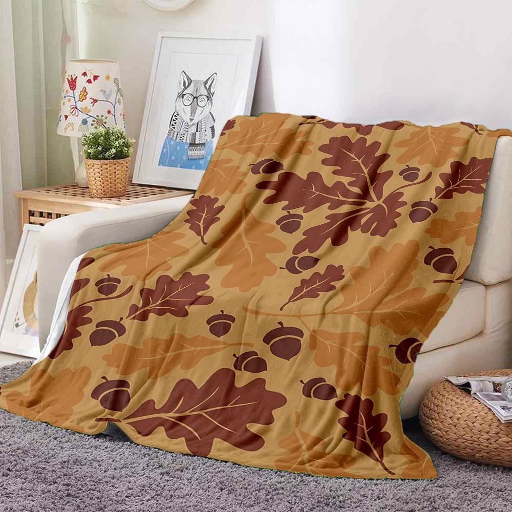 

1pc Autumn Leaves Print Blanket - Lightweight Flannel Blanket For Sofa, Bed, Living Room, Office, Outdoor Travel, Camping, Soft 057 130cmx150cm