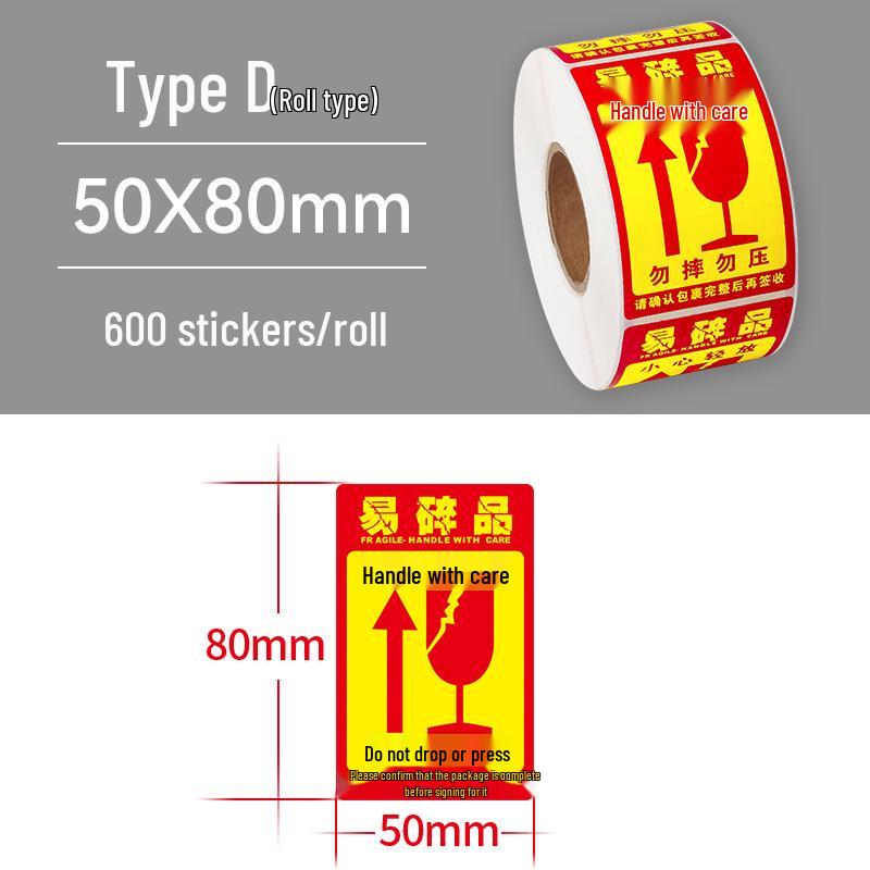 Large Fragile Label - Handle with Care: Do Not Drop, Do Not Press, Express Delivery, Heavy Pressure