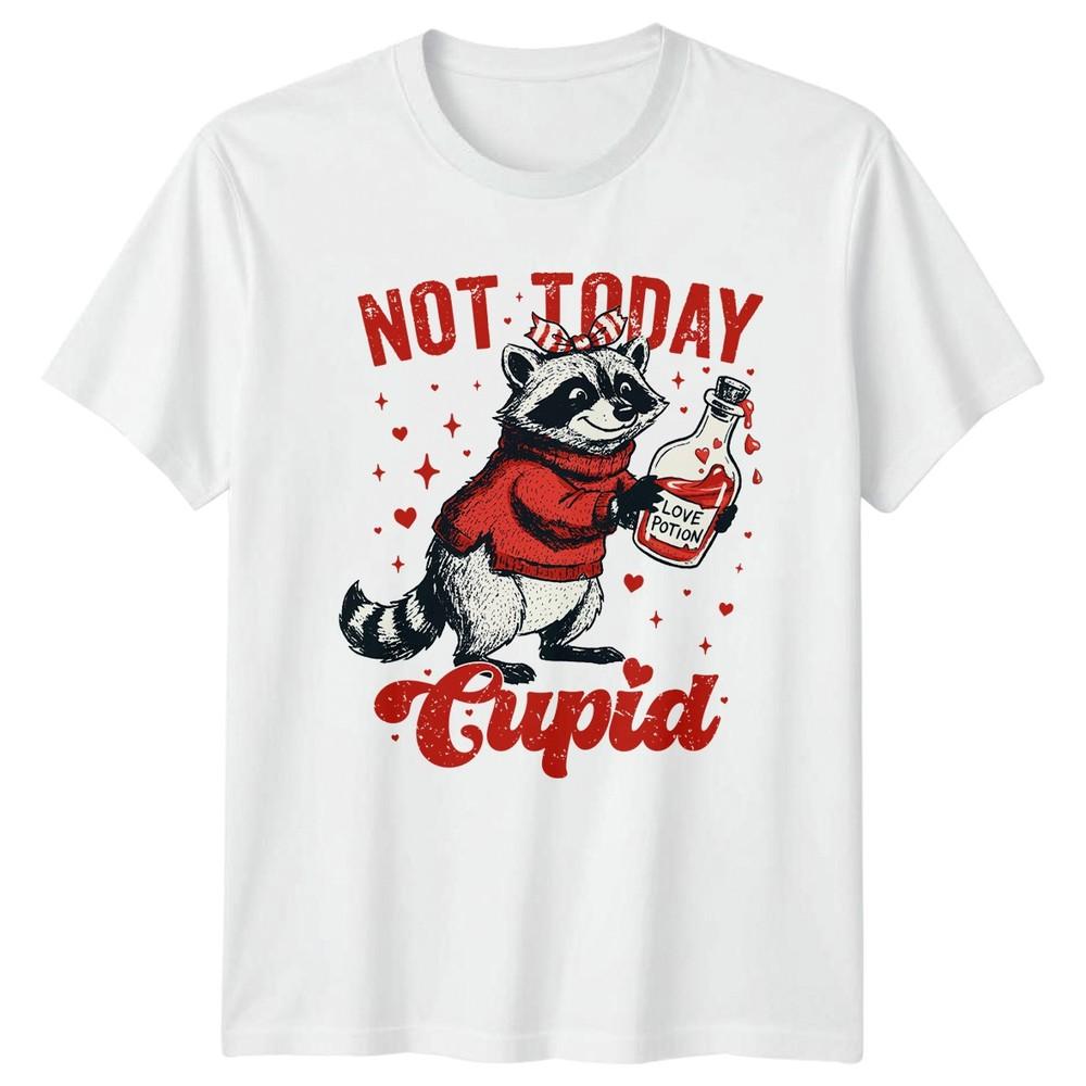 Not Today Cupid Unisexs TShirt Anti Valentines Raccoon Valentines Day S